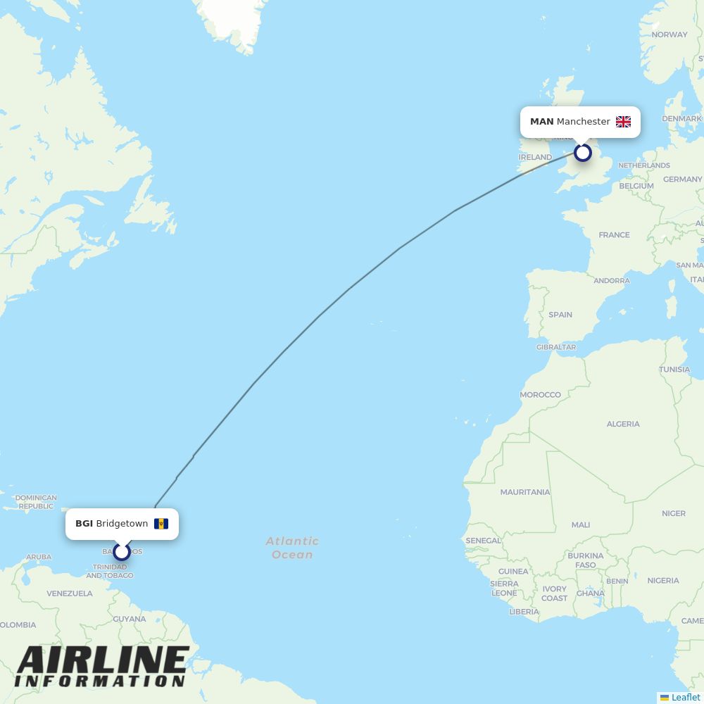 Aer Lingus routes from BGI