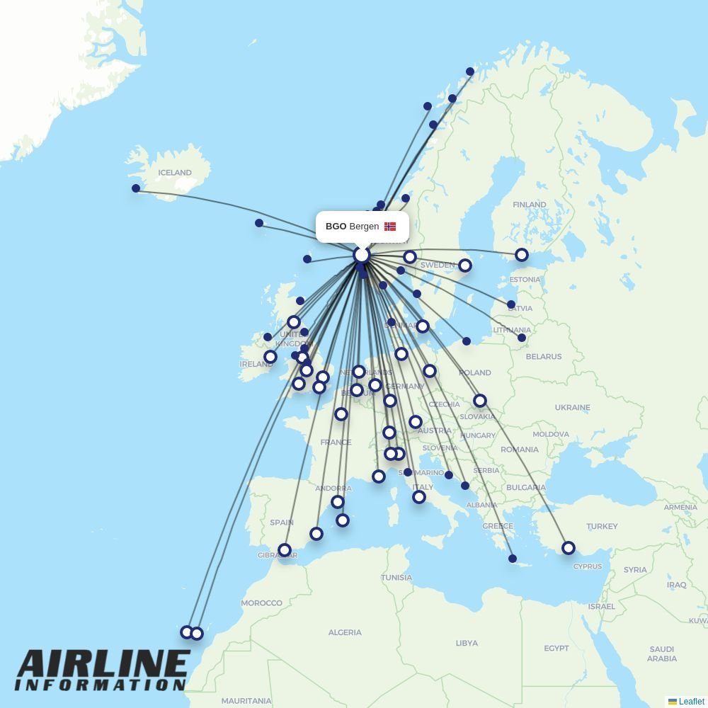 Jet2 routes from BGO