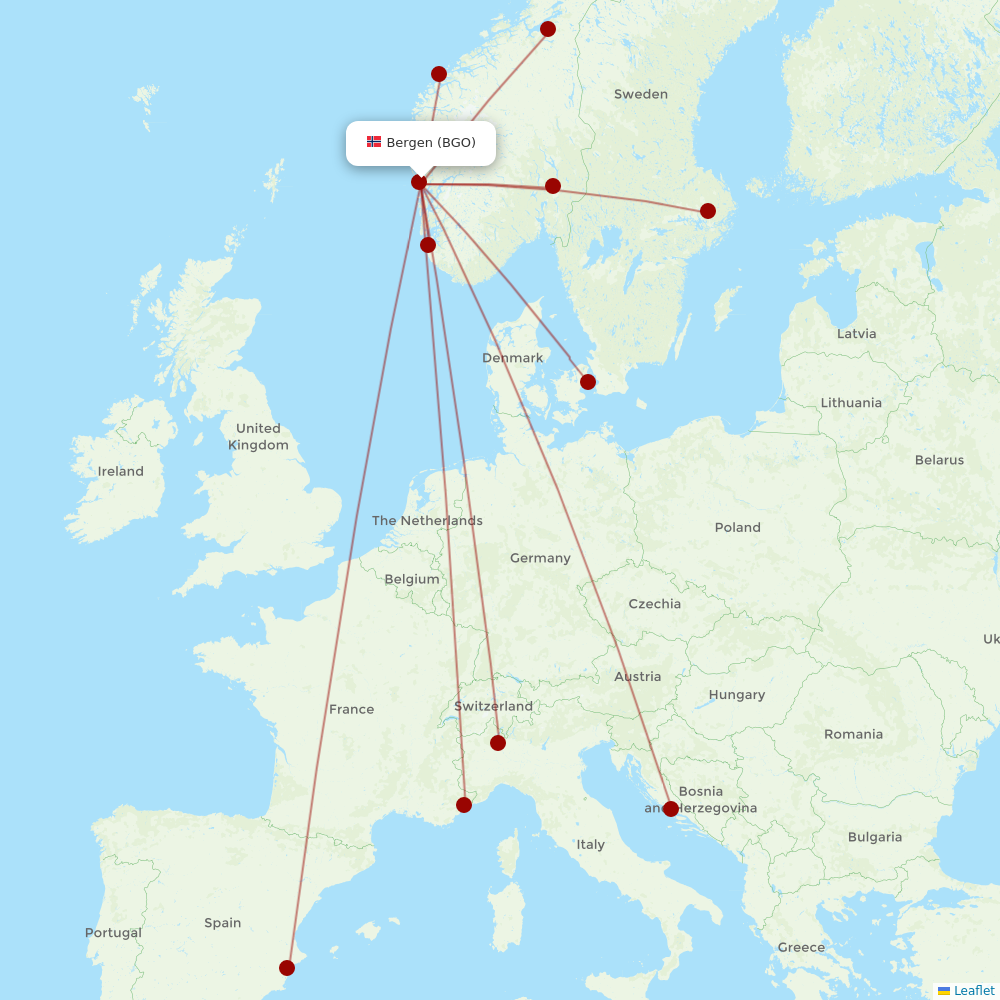 SAS at BGO route map