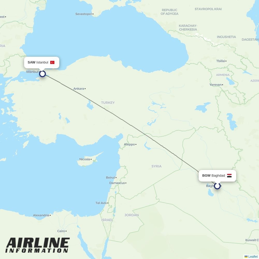 AJet routes from BGW