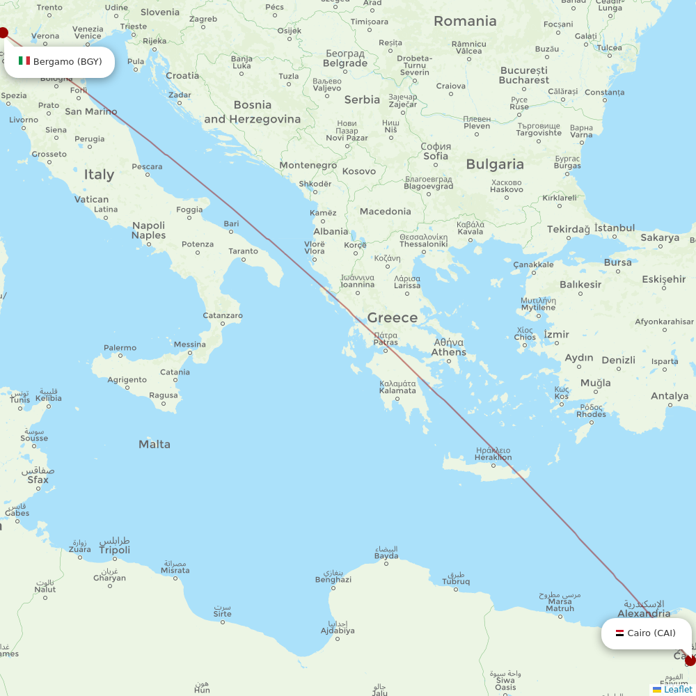 Air Arabia Egypt at BGY route map