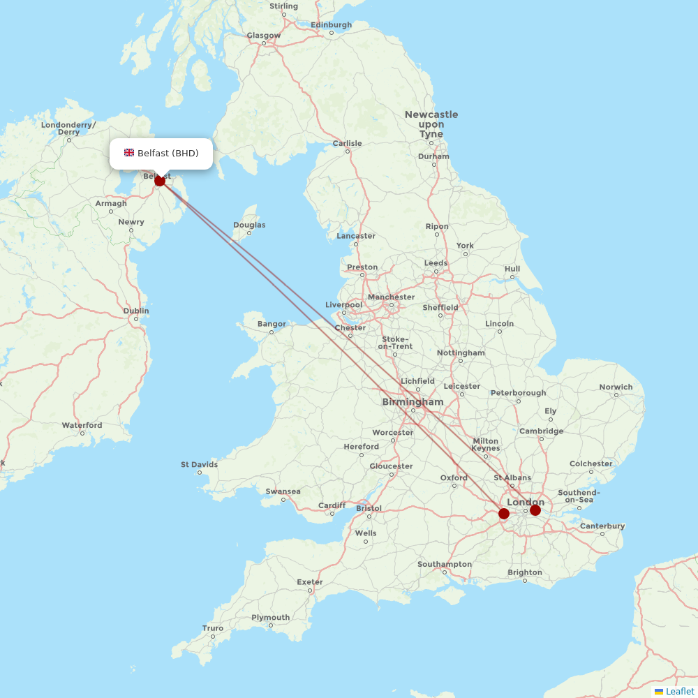 British Airways at BHD route map