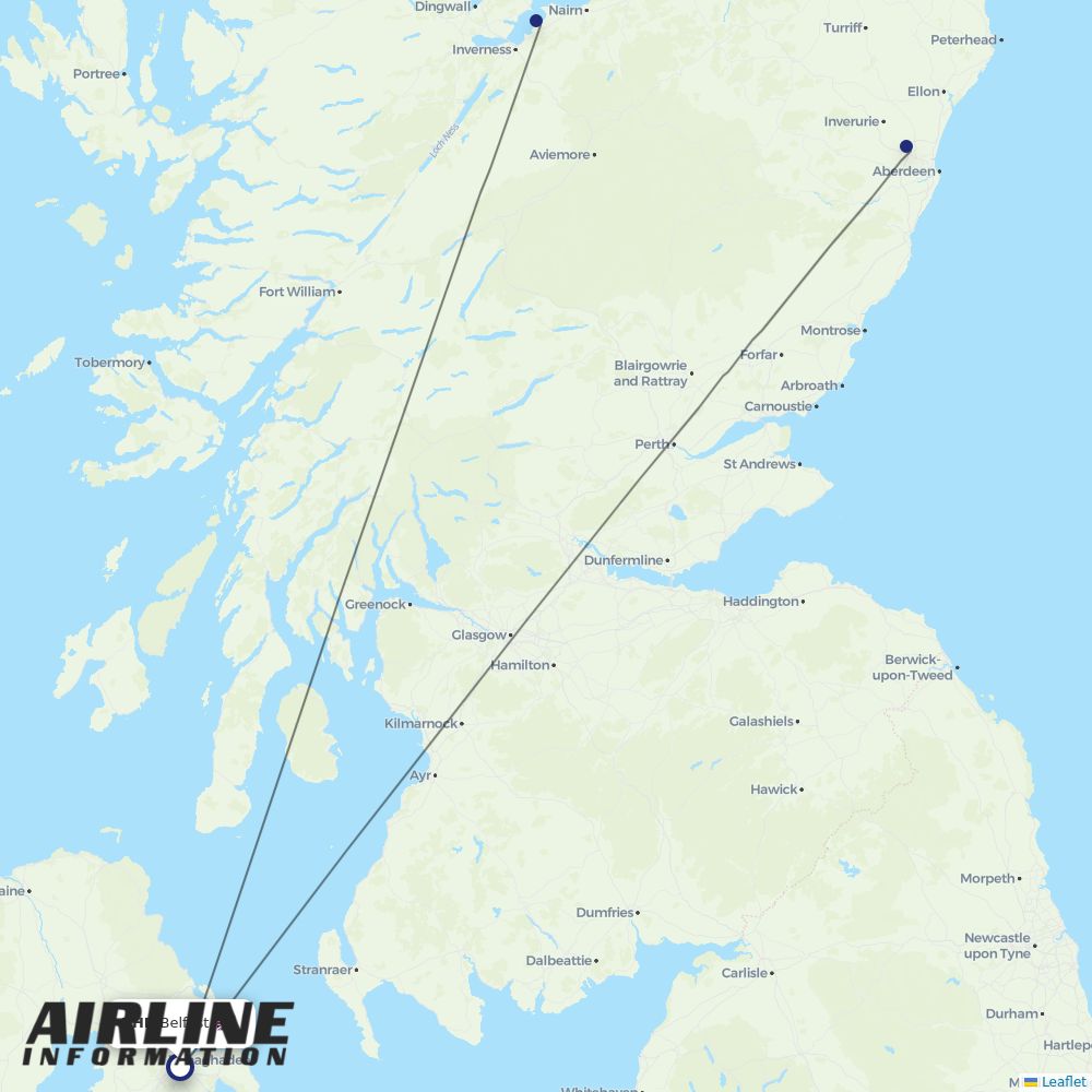 Loganair routes from BHD