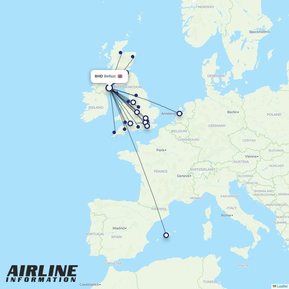 easyJet routes from BHD