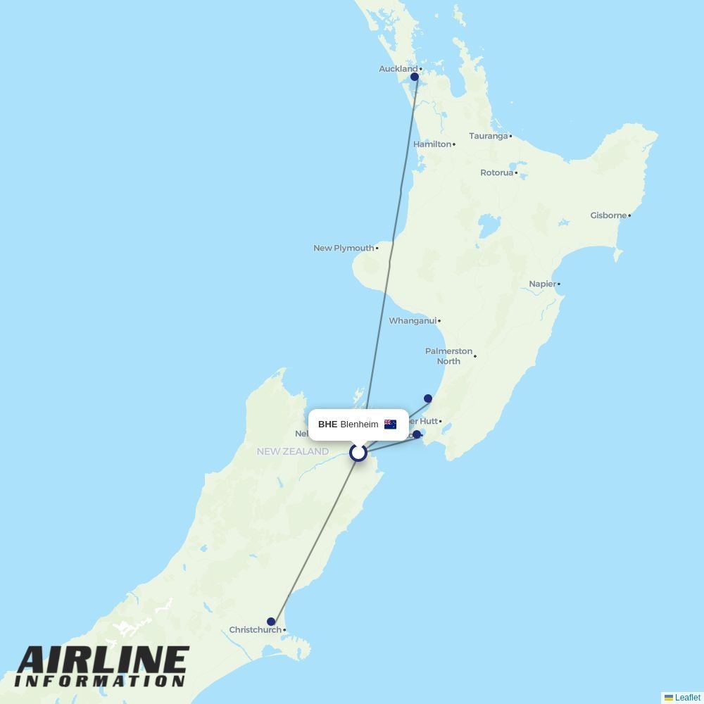Sounds Air routes from BHE