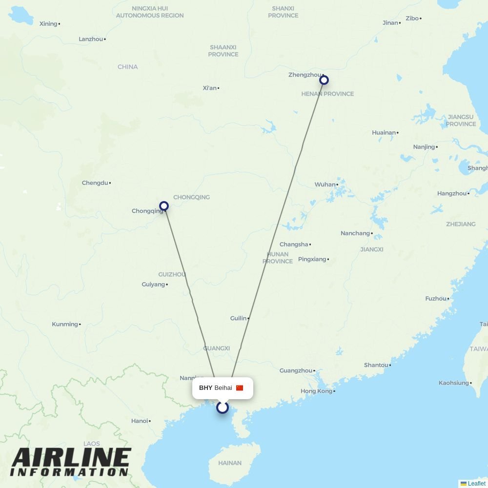 West Air (China) routes from BHY