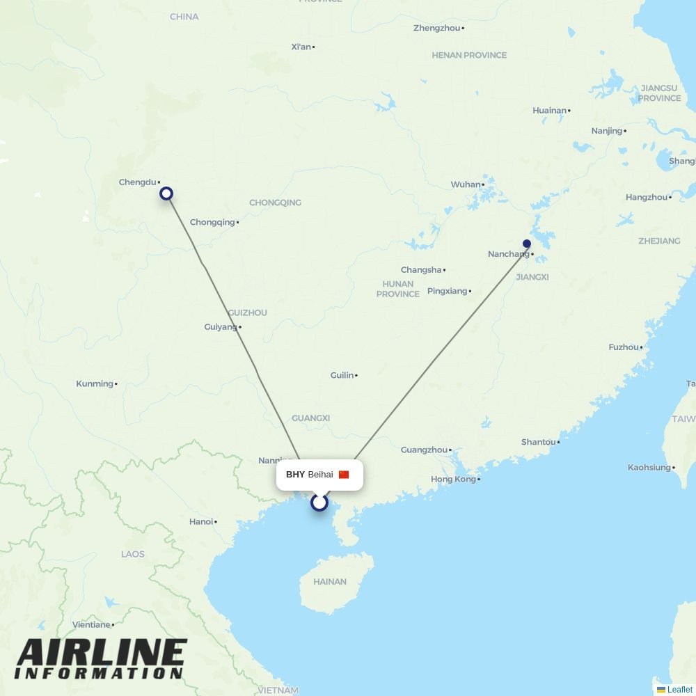 Jiangxi Airlines routes from BHY
