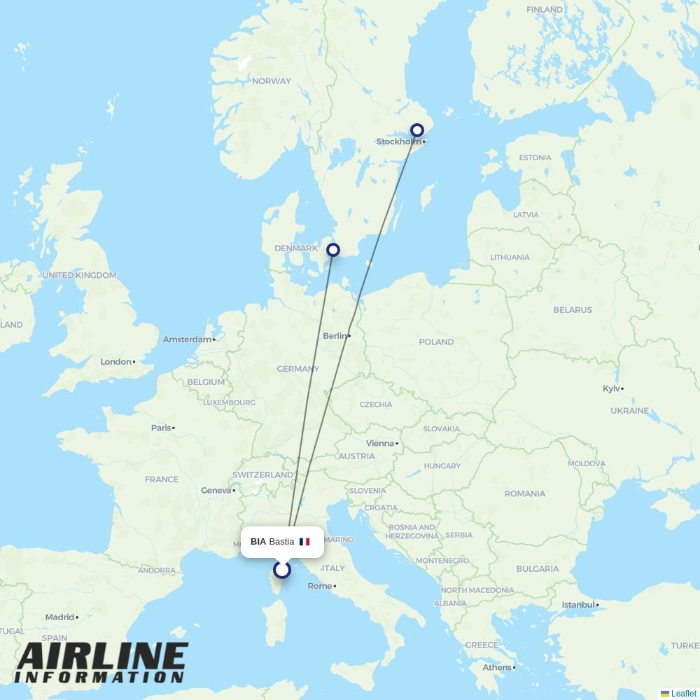 Norwegian Air Sweden routes from BIA