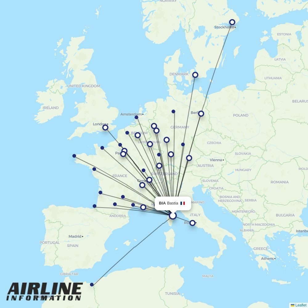 Transavia France routes from BIA