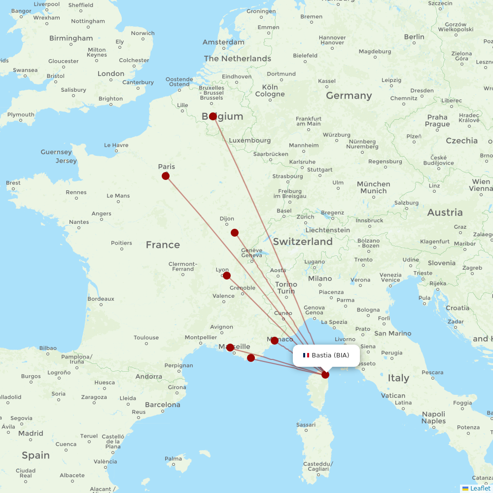 Air Corsica at BIA route map