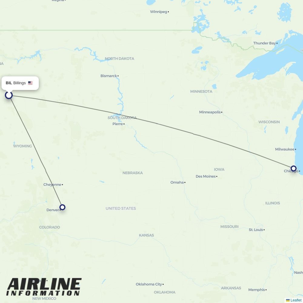 United routes from BIL