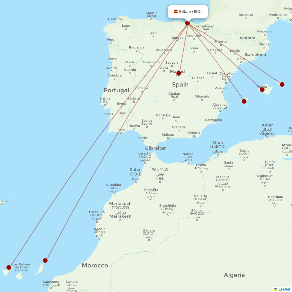 Air Europa at BIO route map