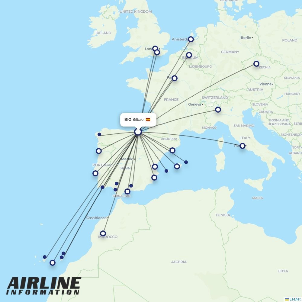 Vueling routes from BIO