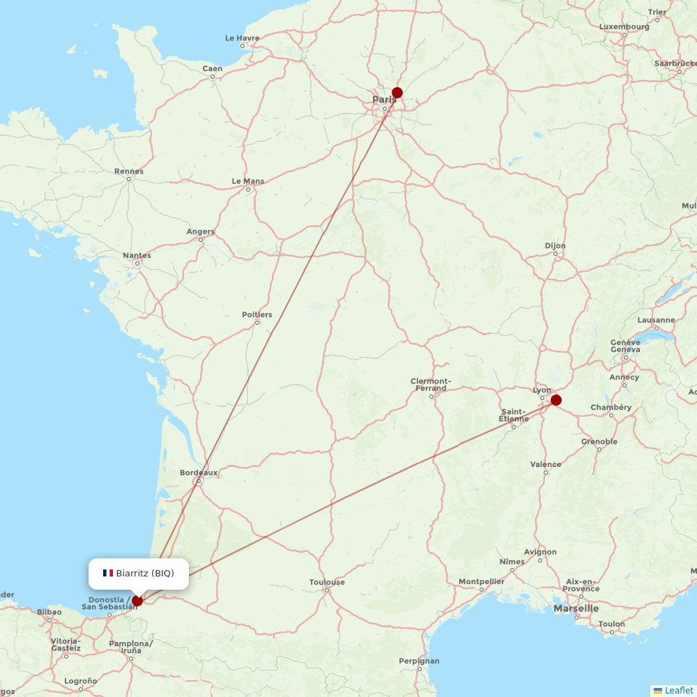 Air France at BIQ route map