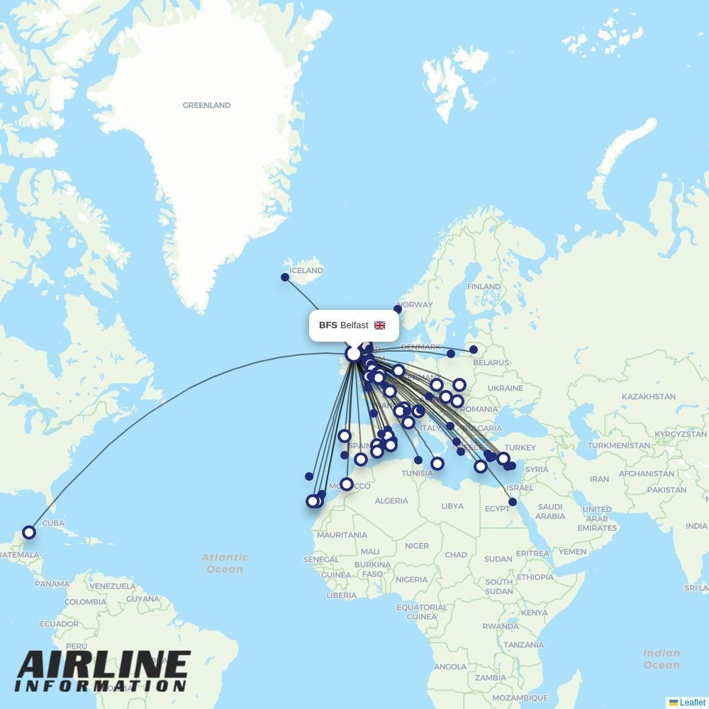 Ryanair routes from BIQ