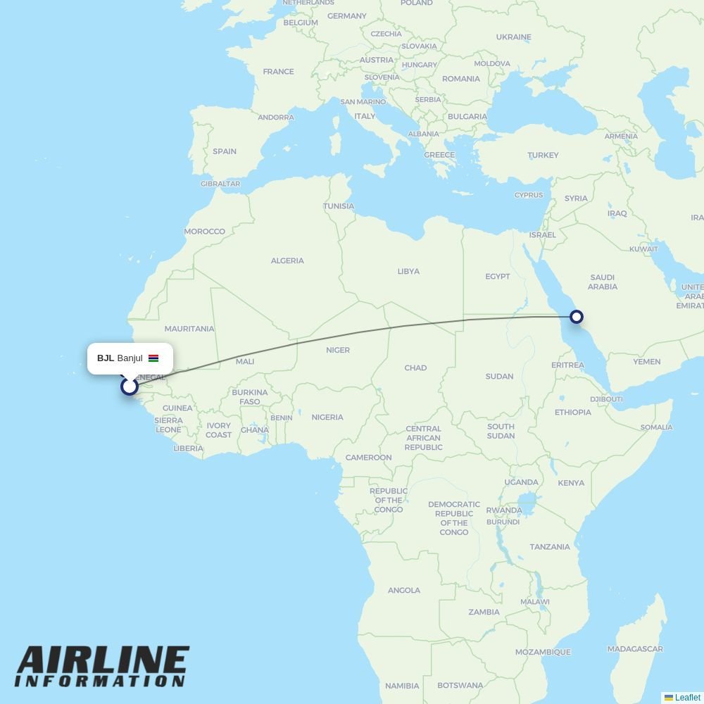 Air Senegal routes from BJL