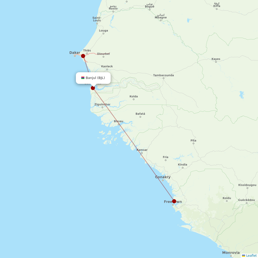 Air Senegal at BJL route map