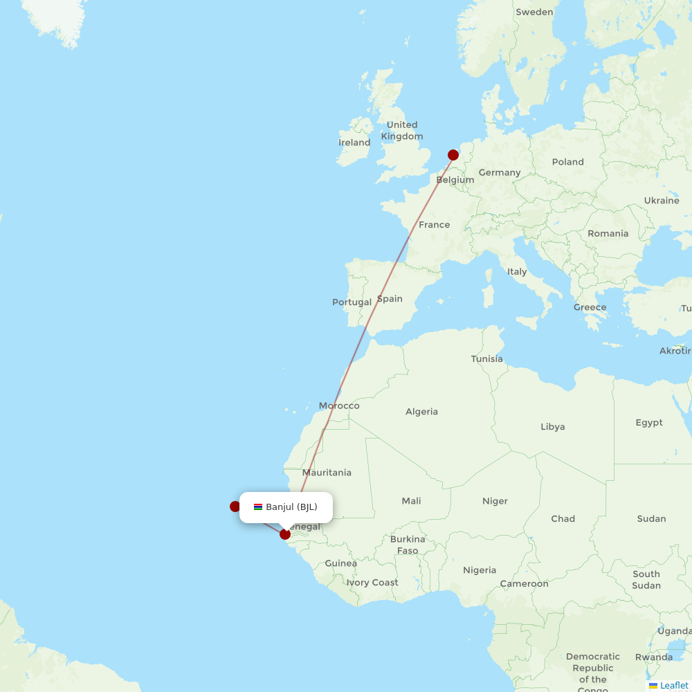 TUIfly Netherlands at BJL route map