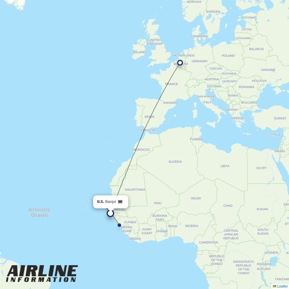 Brussels Airlines routes from BJL