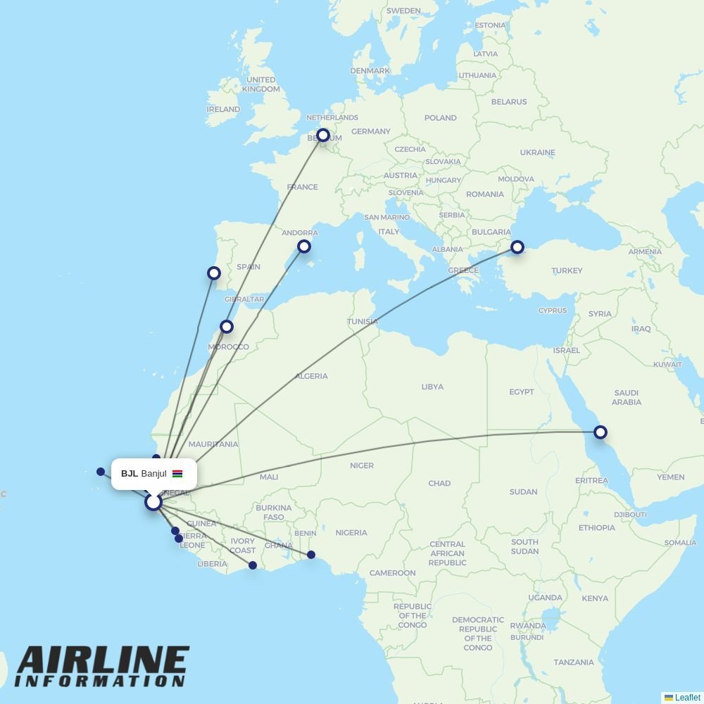 Turkish Airlines routes from BJL