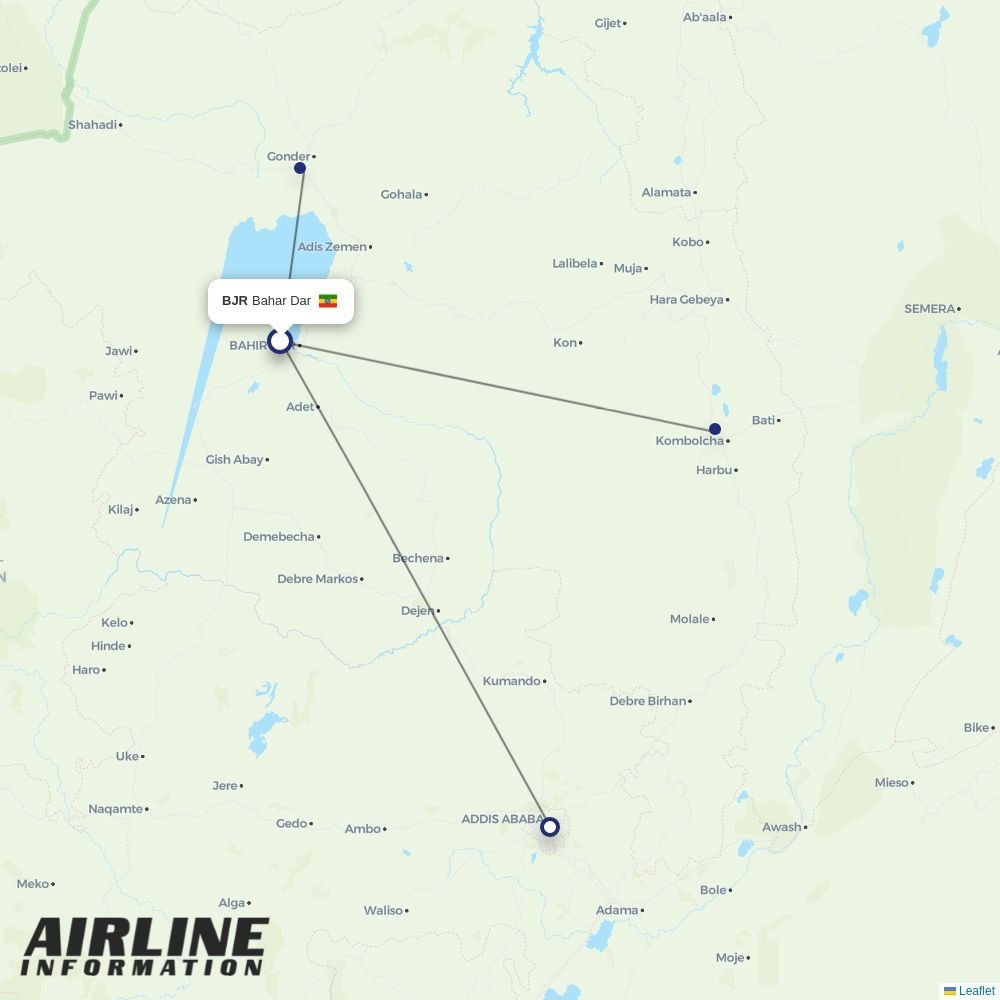 Ethiopian routes from BJR