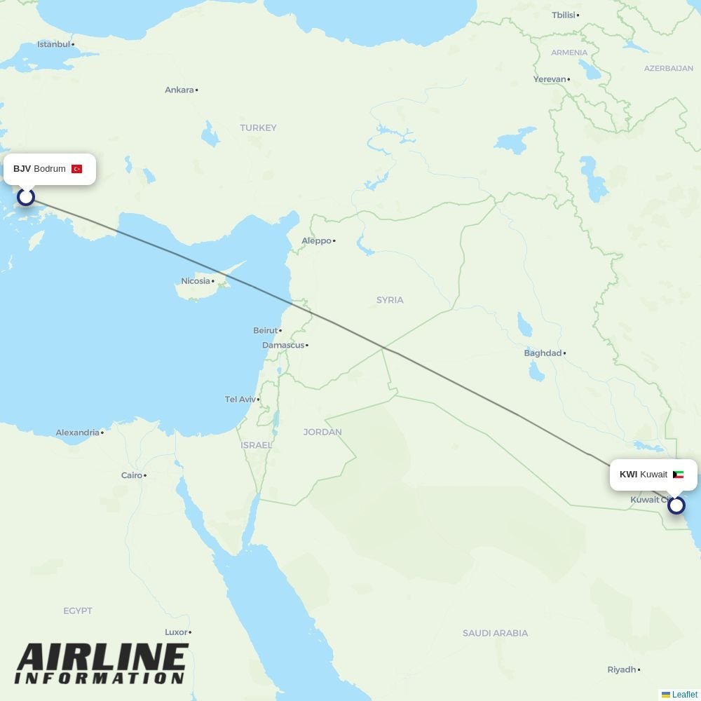 Kuwait Airways routes from BJV