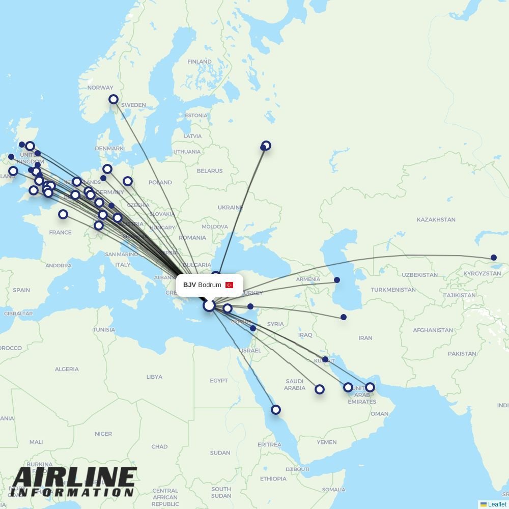 TUIfly Netherlands routes from BJV