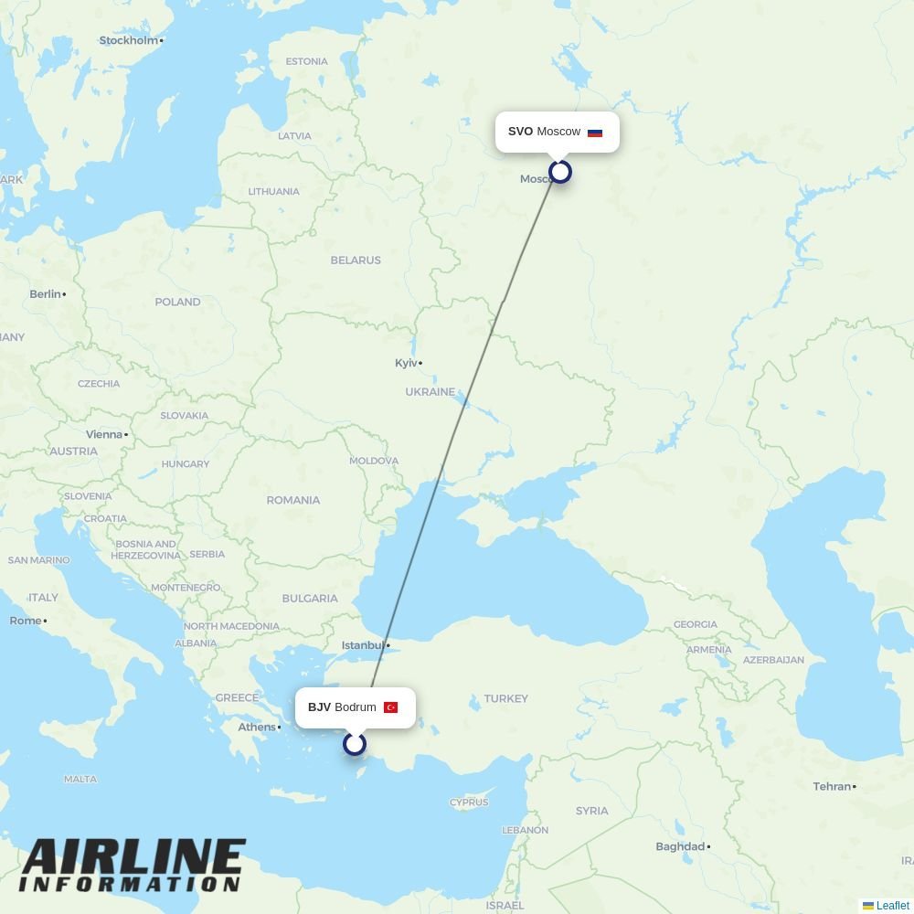 Aeroflot routes from BJV