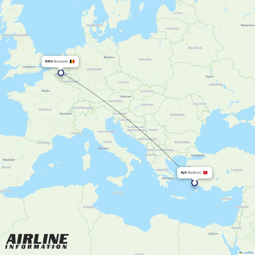 TUI fly routes from BJV
