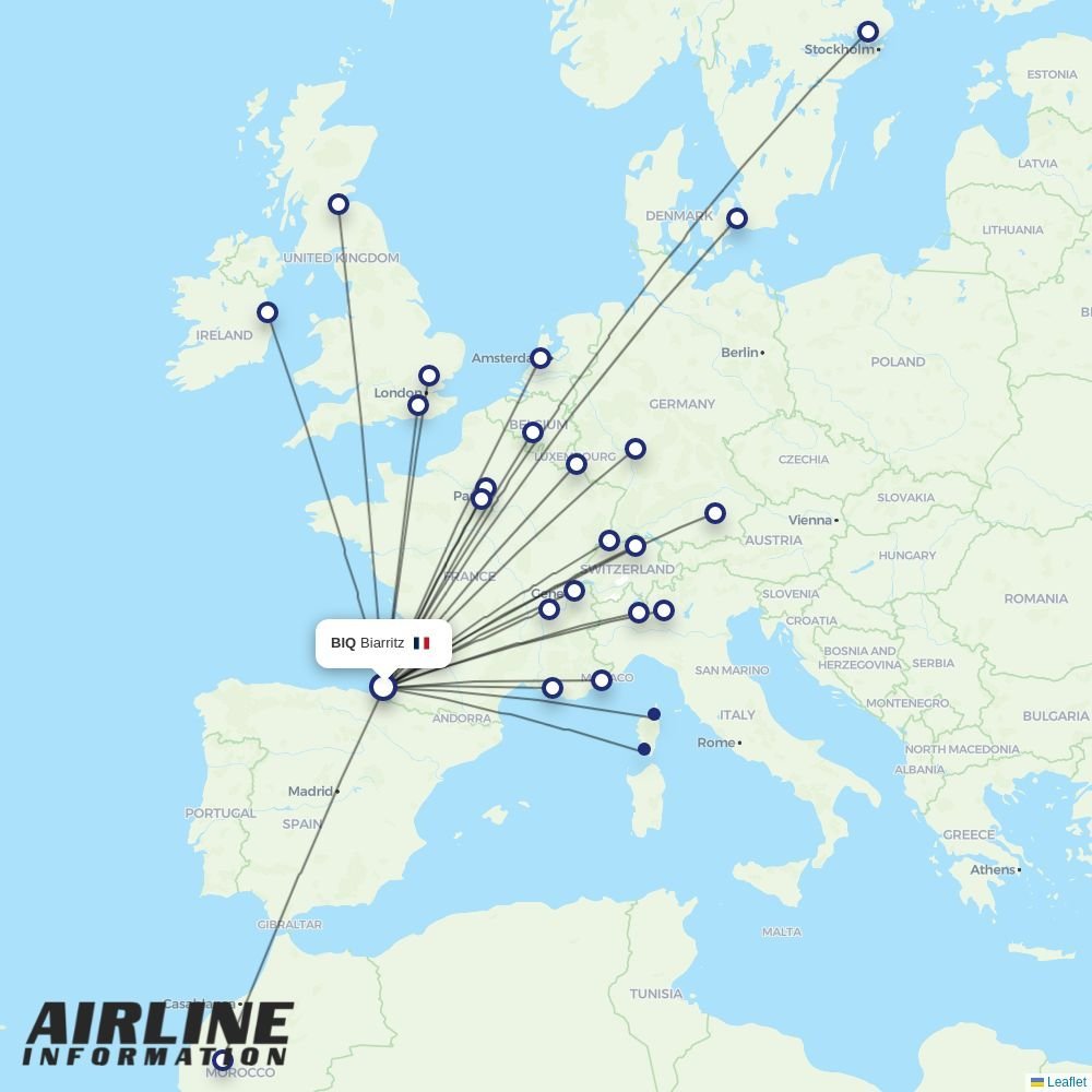 easyJet routes from BJV