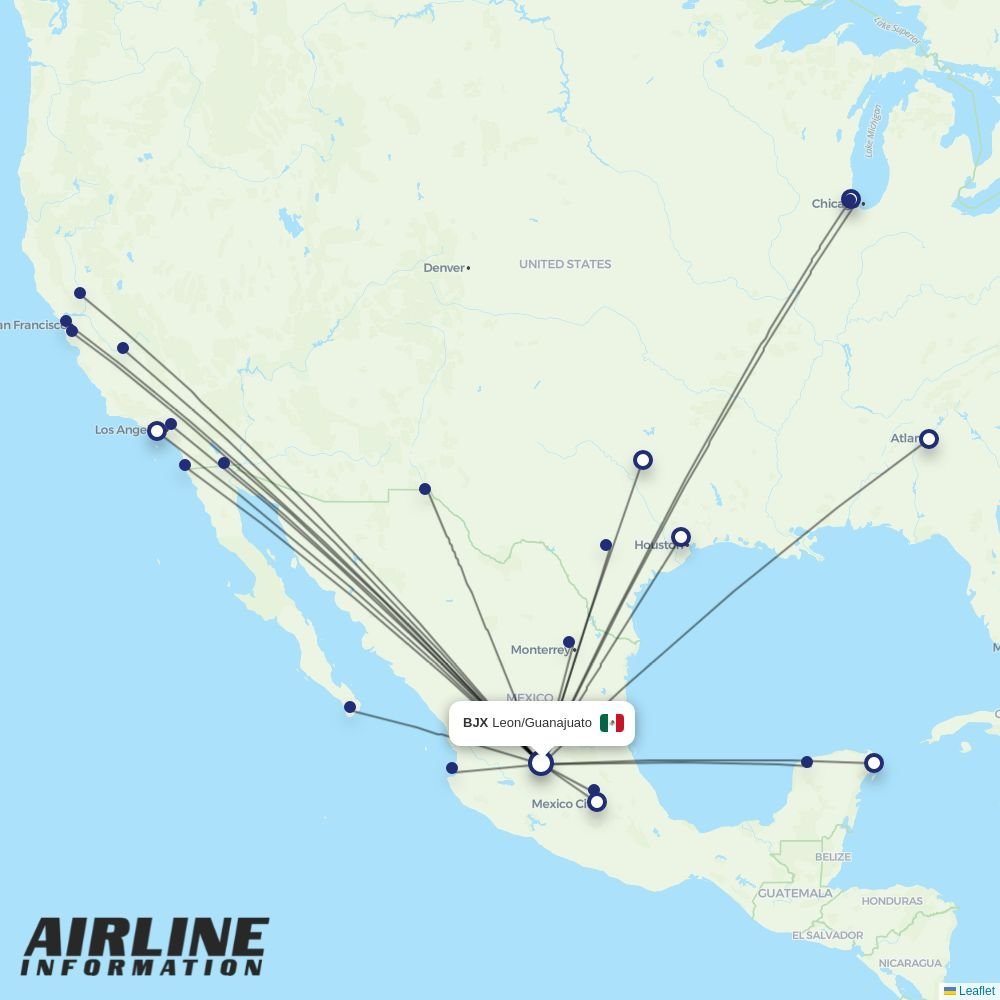 Aeromexico routes from BJX