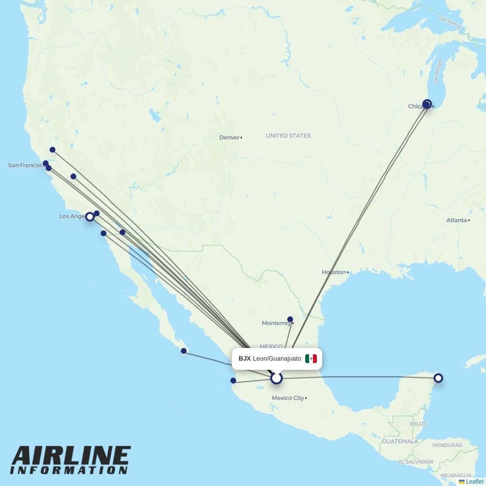 Volaris routes from BJX