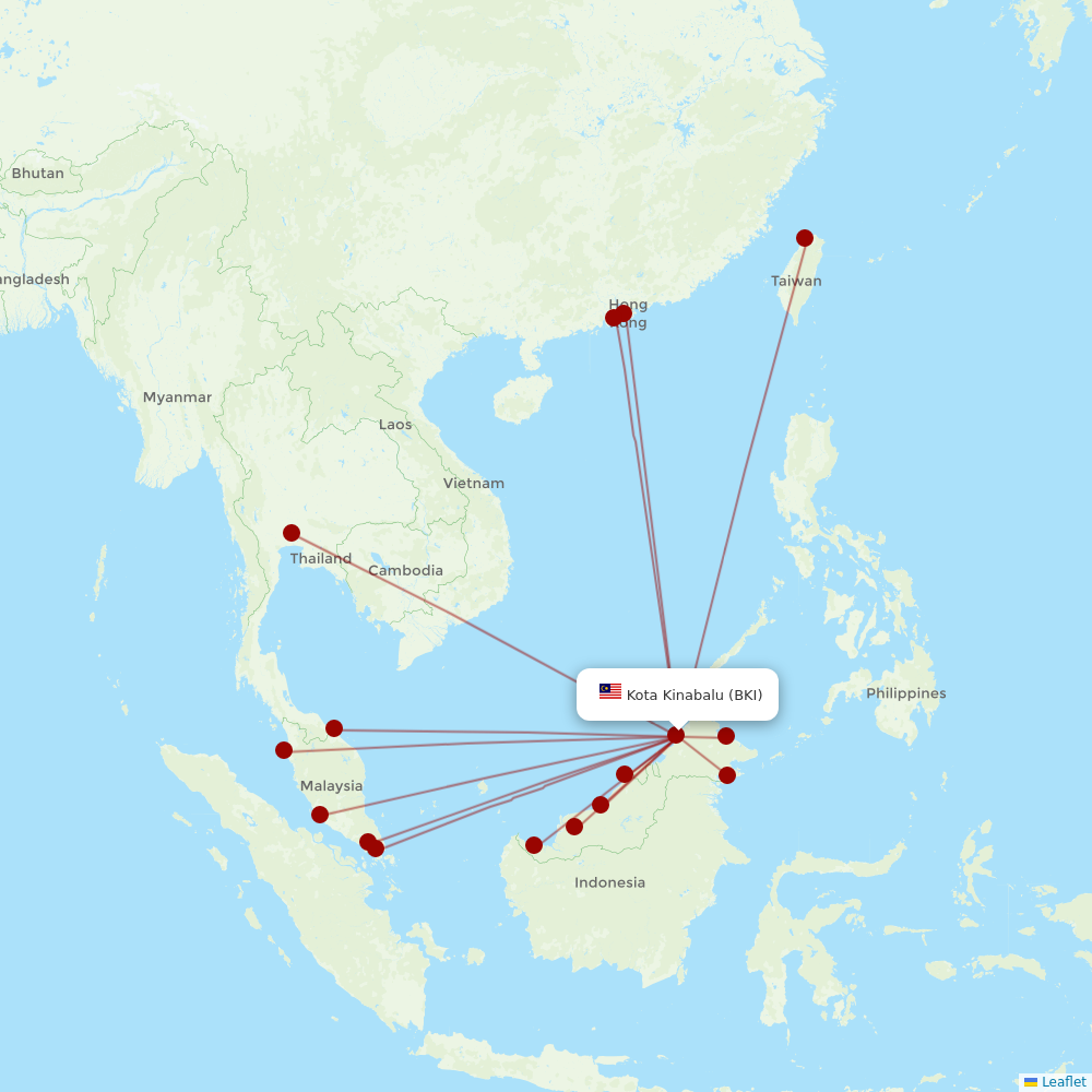 AirAsia at BKI route map