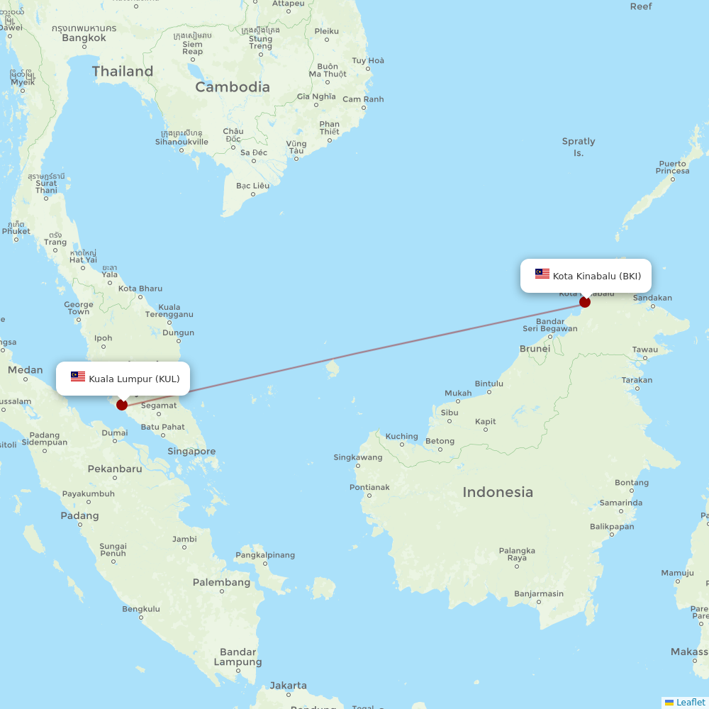 AirAsia X at BKI route map