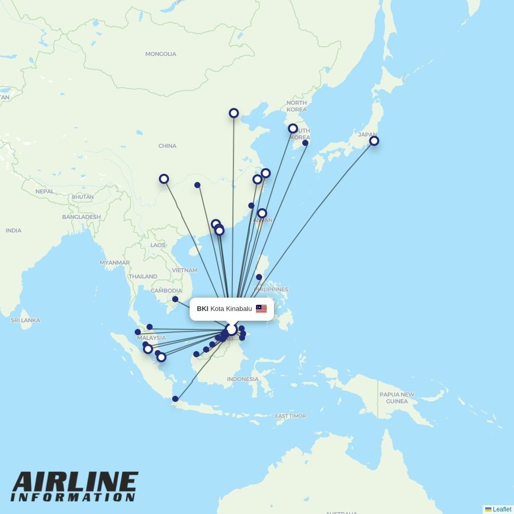 Batik Air routes from BKI
