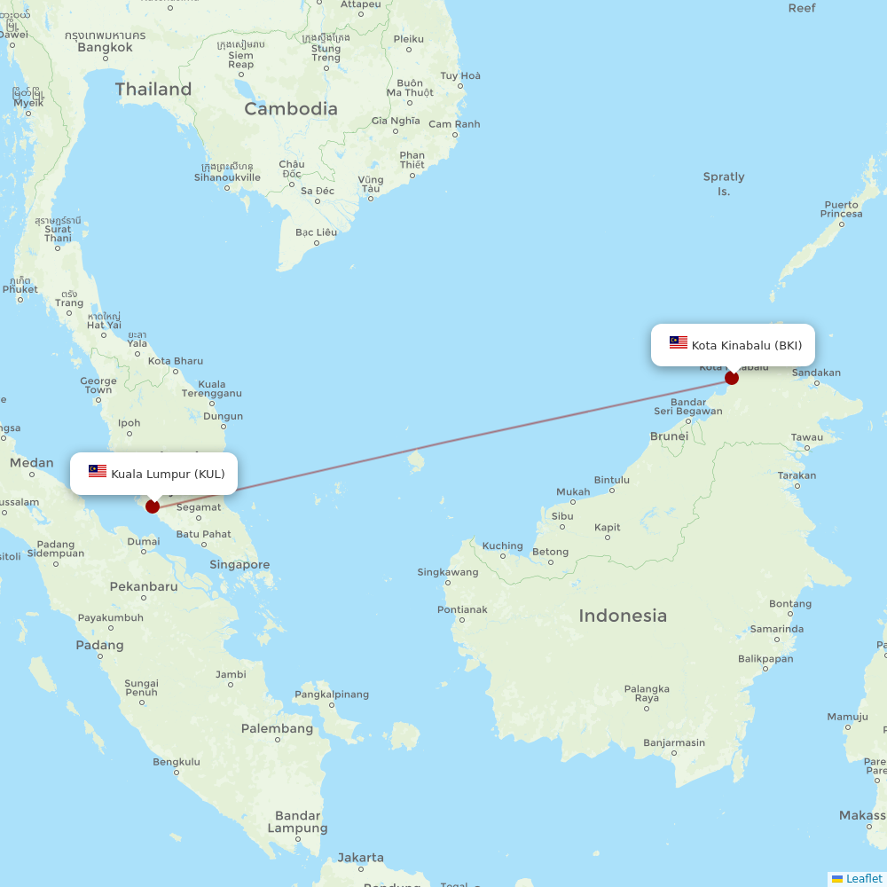 Batik Air Malaysia at BKI route map