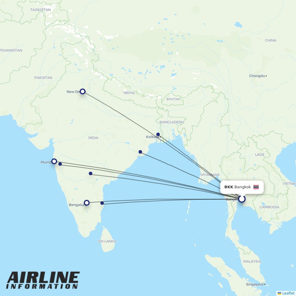 IndiGo routes from BKK