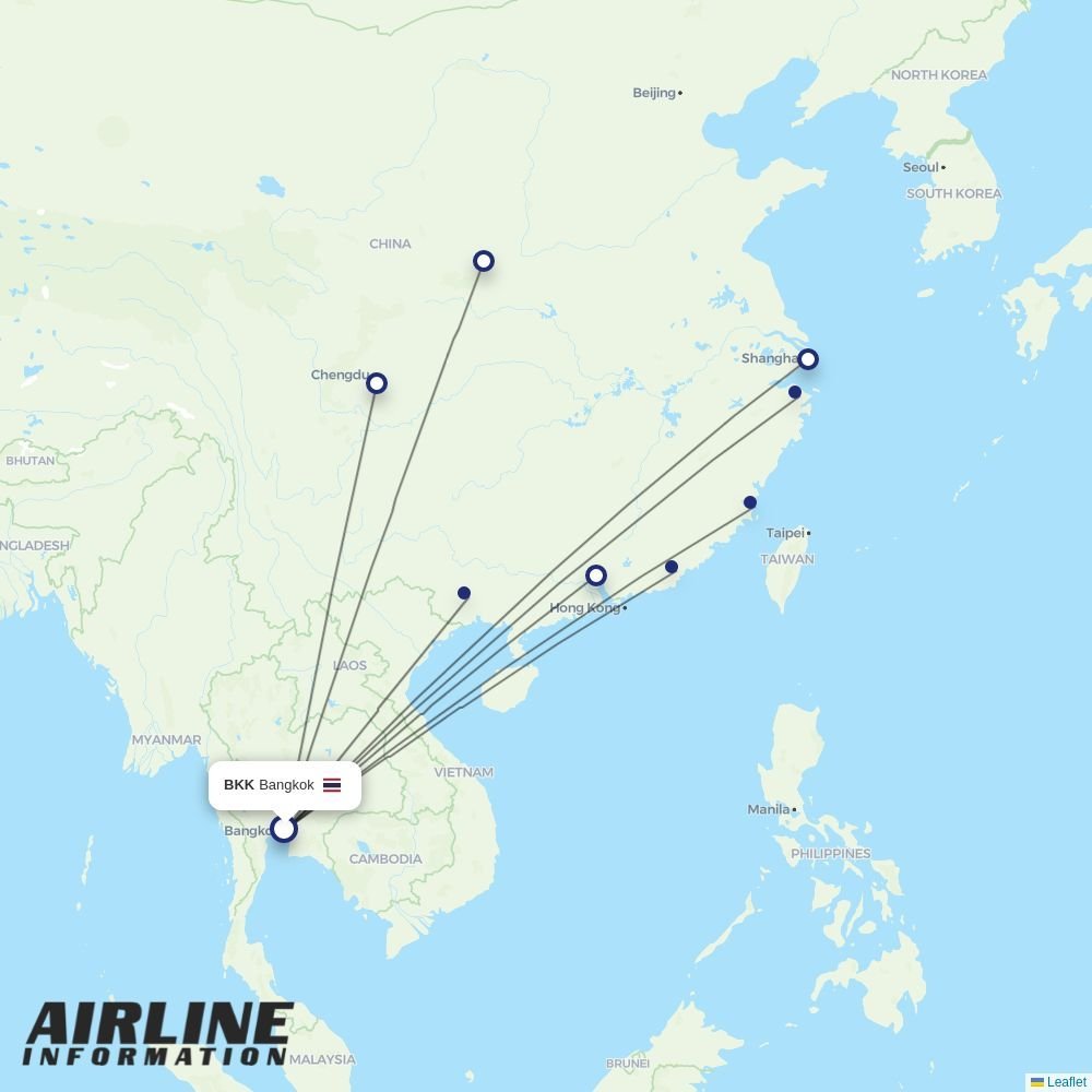 Spring Airlines routes from BKK