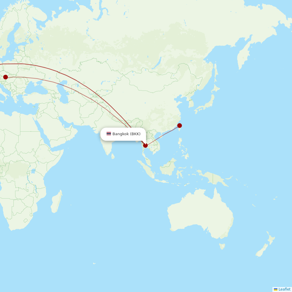 EVA Air at BKK route map