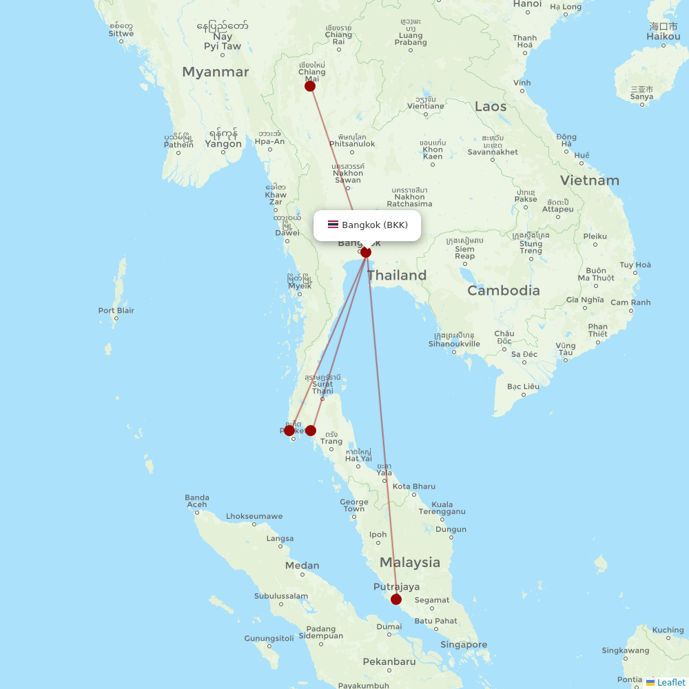 Thai AirAsia at BKK route map