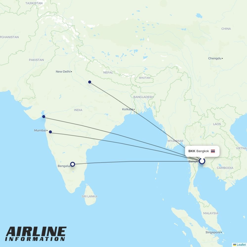 Air India Express routes from BKK