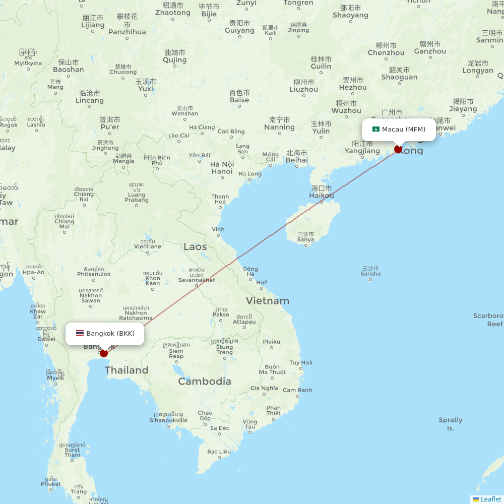 Air Macau at BKK route map