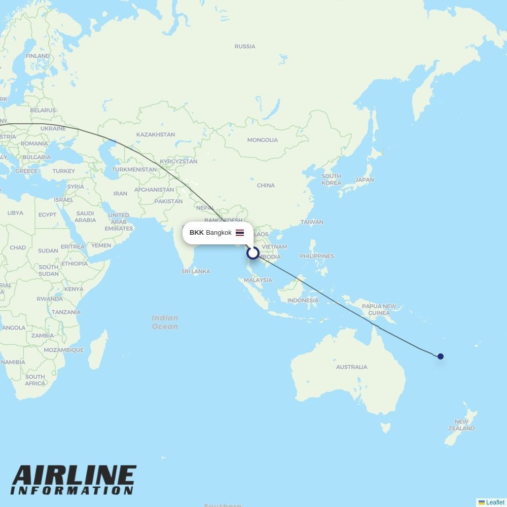 Aircalin routes from BKK