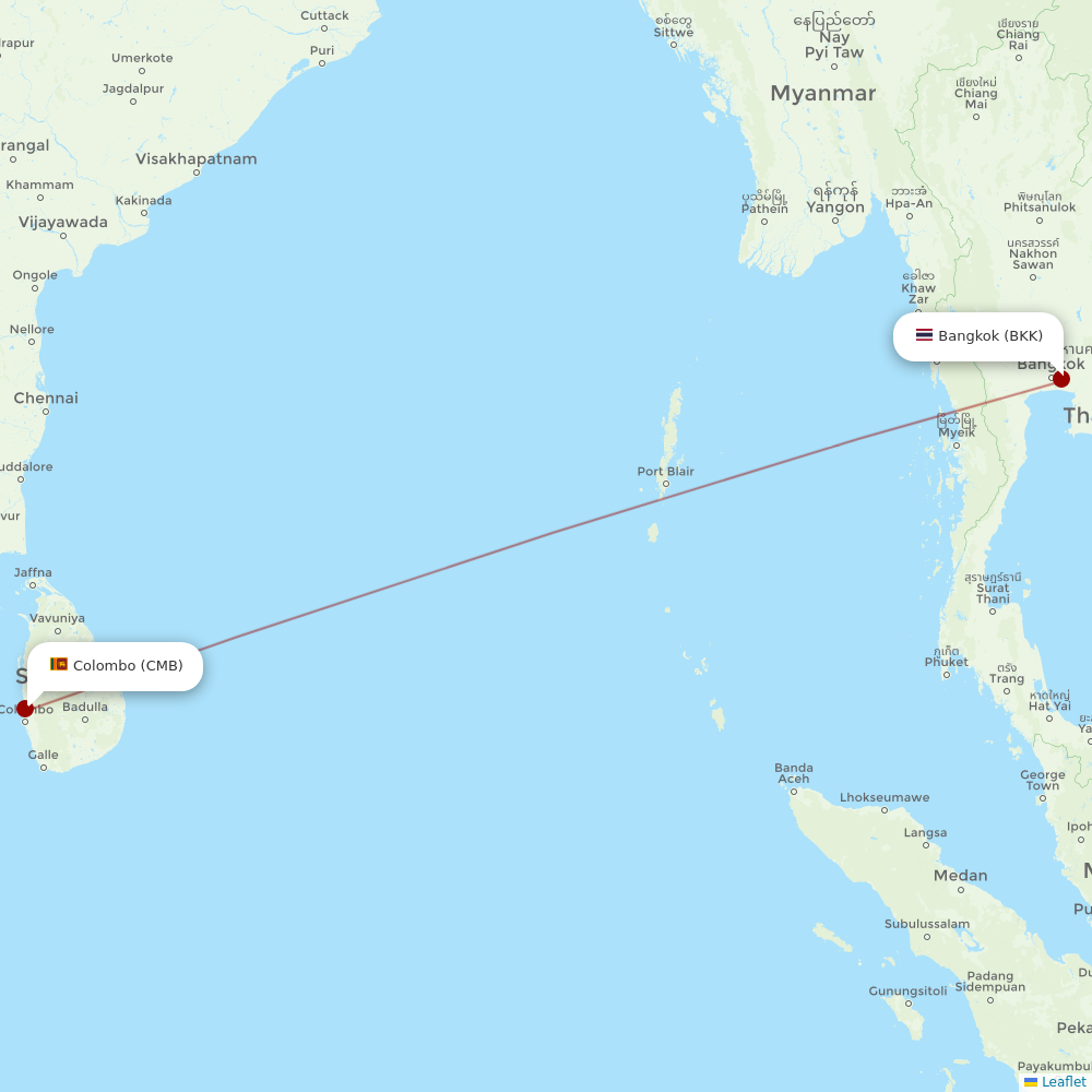 SriLankan Airlines at BKK route map
