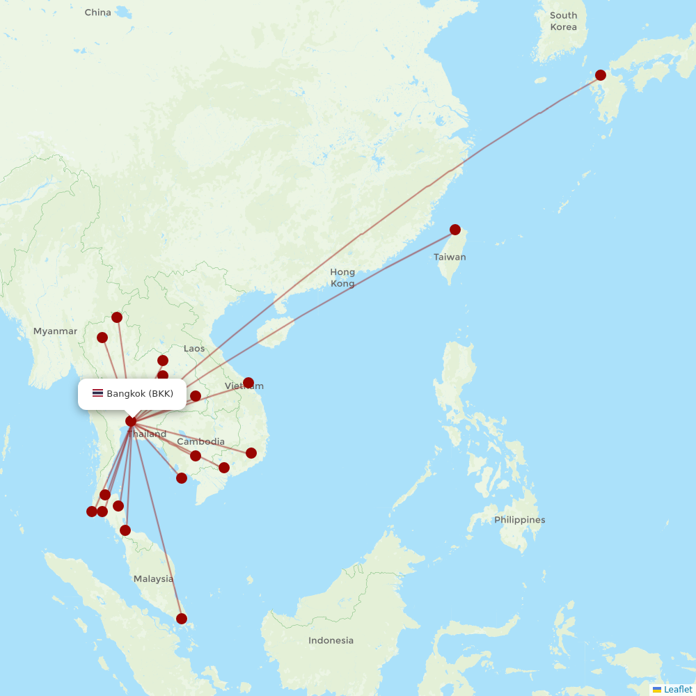 Thai Vietjet Air at BKK route map