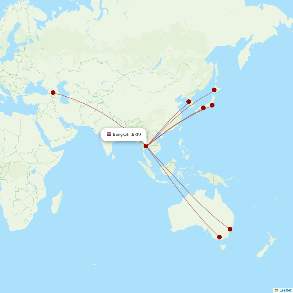 Thai AirAsia X at BKK route map