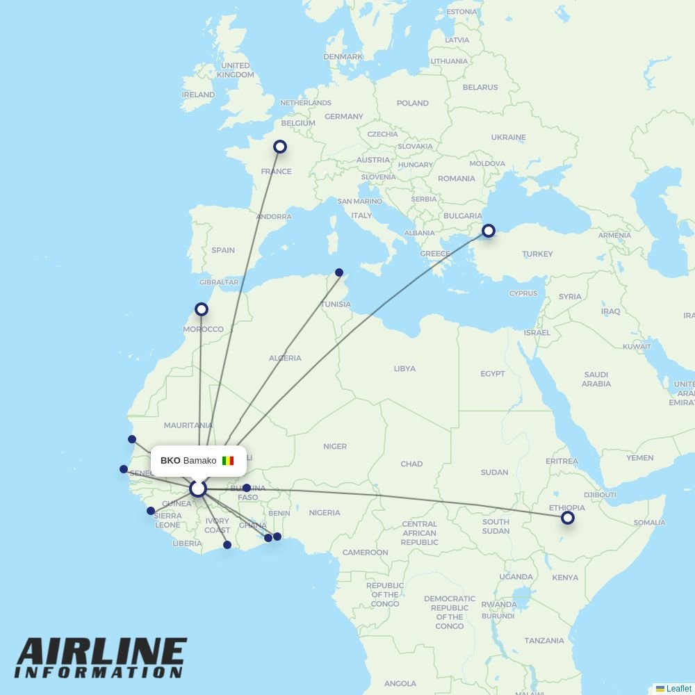 Air Burkina routes from BKO