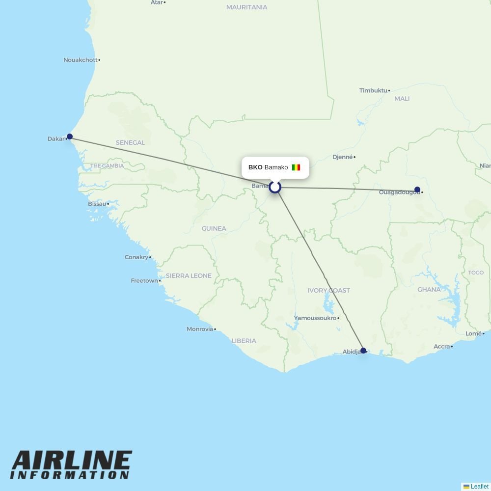Air Senegal routes from BKO
