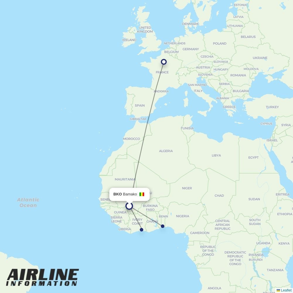 Corsair routes from BKO