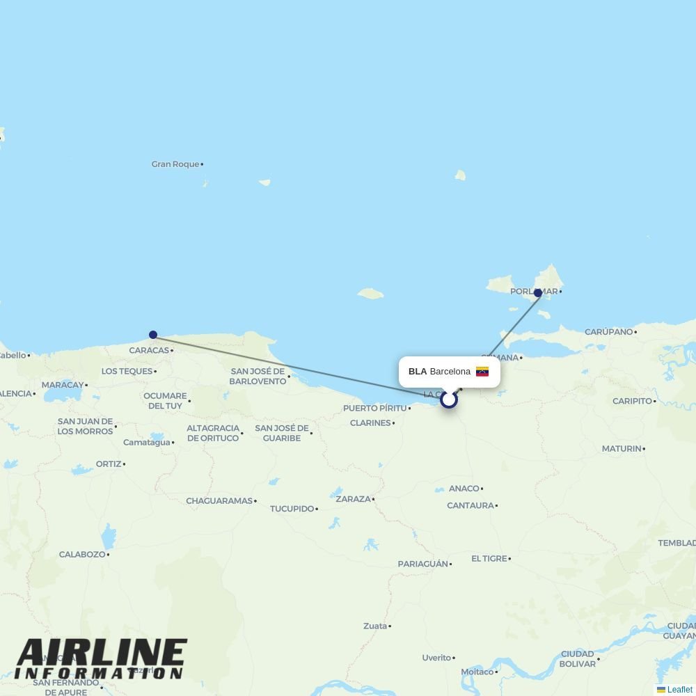 Avior routes from BLA